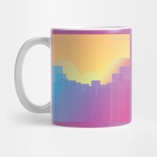Sunrise in future cyberpunk city Mug